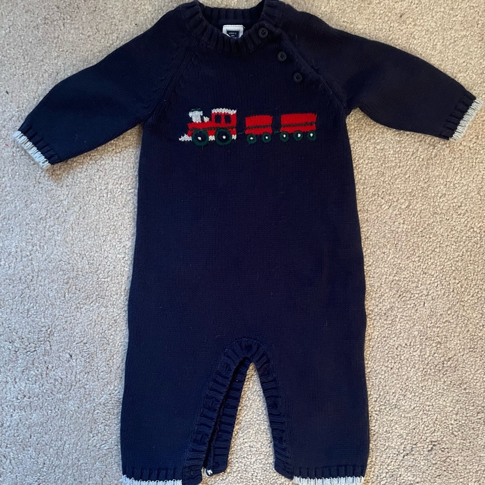 Janie and Jack train romper